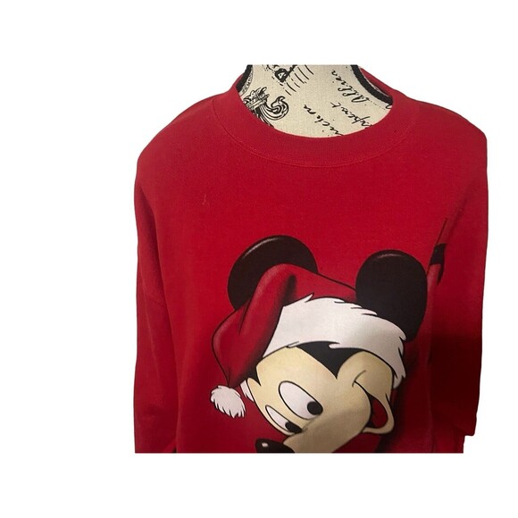 VTG Disney Designs Mickey Mouse Happy Holidays Red Sweatshirt Sz Large RARE - Picture 6 of 16